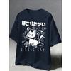 I Like Cat Heart Box Cat Printing UnisexS TShirt Cotton Loose T Shirt ONeck Running Unisex Clothes Casual Summer Sportswear