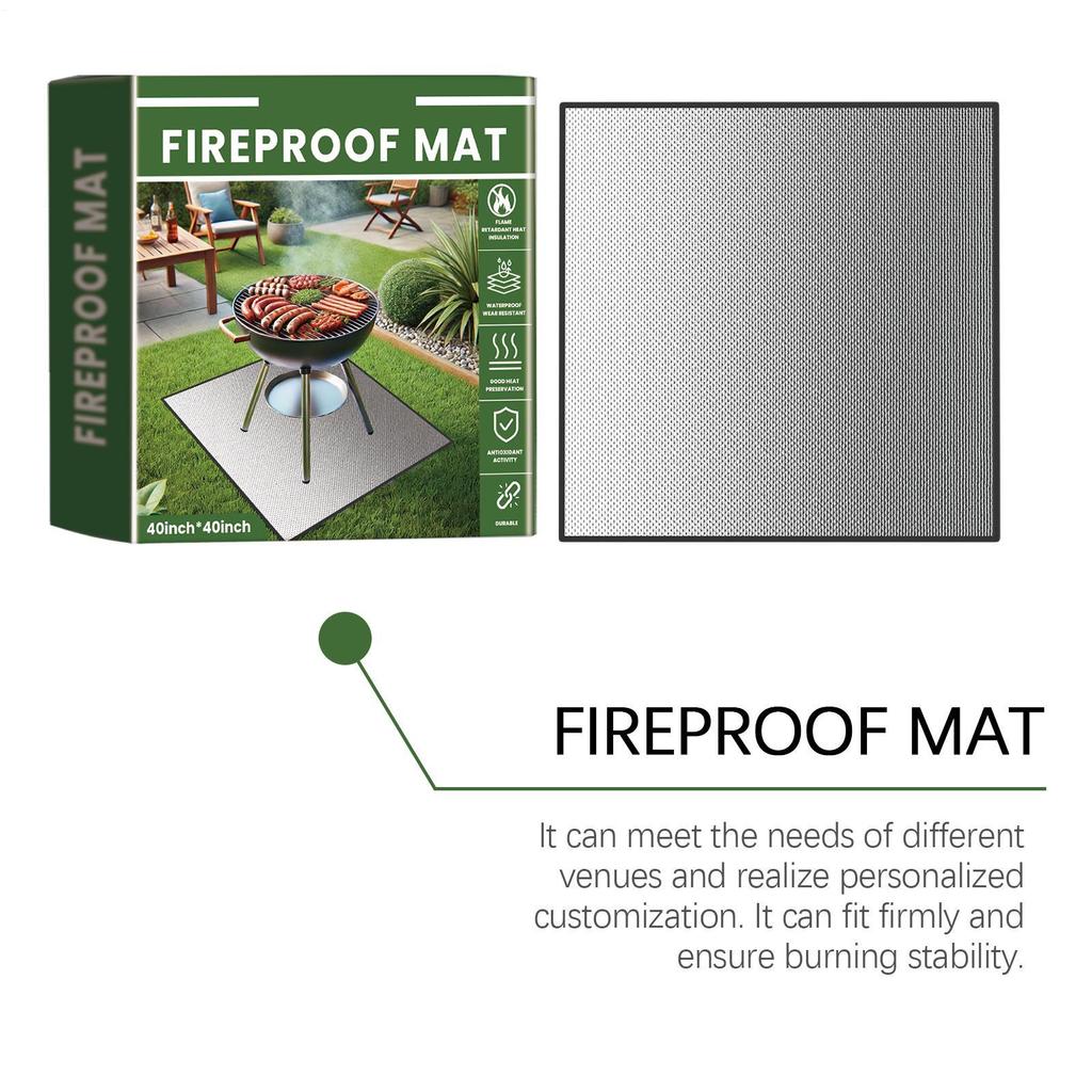 Feuerfeste Outdoor-Matte Wasserdicht Hitzebeständiges Polster Tragbarer Bodenschutz für Grill Lagerfeuer, Terrasse Strand Camping 100x100cm