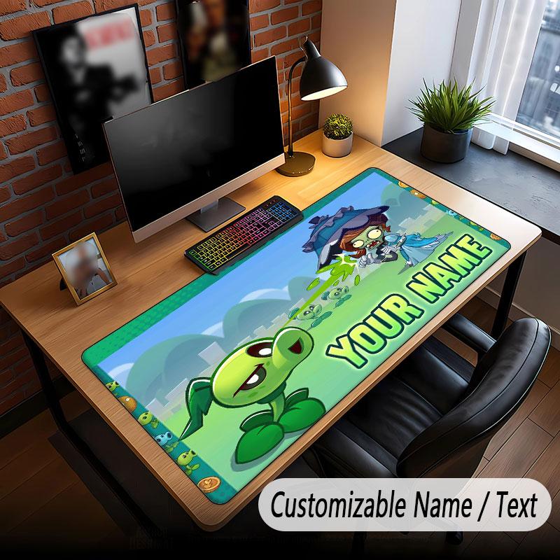 Tappetino Mouse Grande con Testo Nome Personalizzato, Plants vs. Tappetino Esteso Morbido Antiscivolo per Scrivania Zombie per Ufficio Domestico