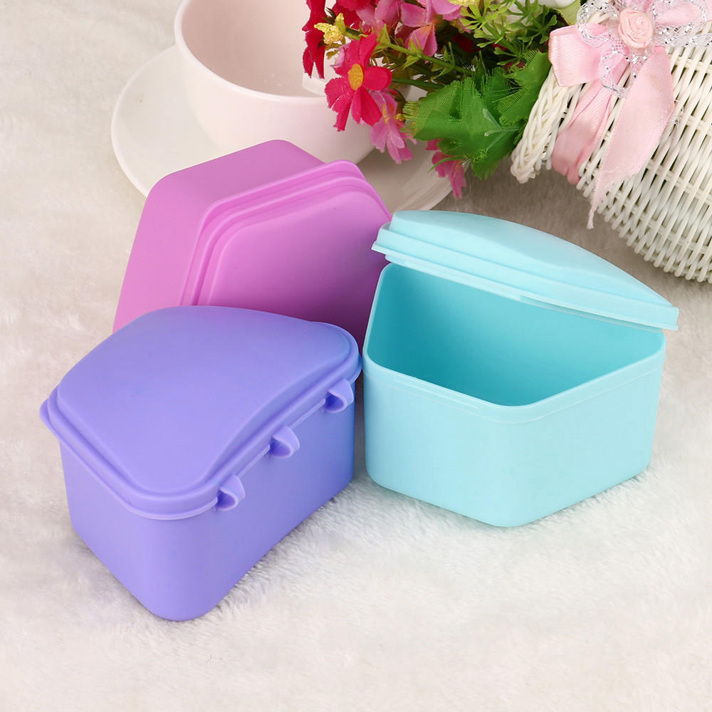 

Denture Bath Appliance False Teeth Box Storage Case Rinsing Basket