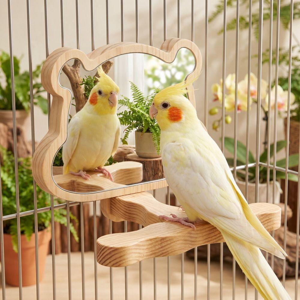 Chew-Proof Construction Wood Bird Training Stand Hanging Parrot Play Rack Small Medium Animals