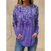 2025 Women's T shirt Tee Floral Print Long Sleeve Basic Sweatshirt Fashion Round Neck Regular Fit Floral Painting