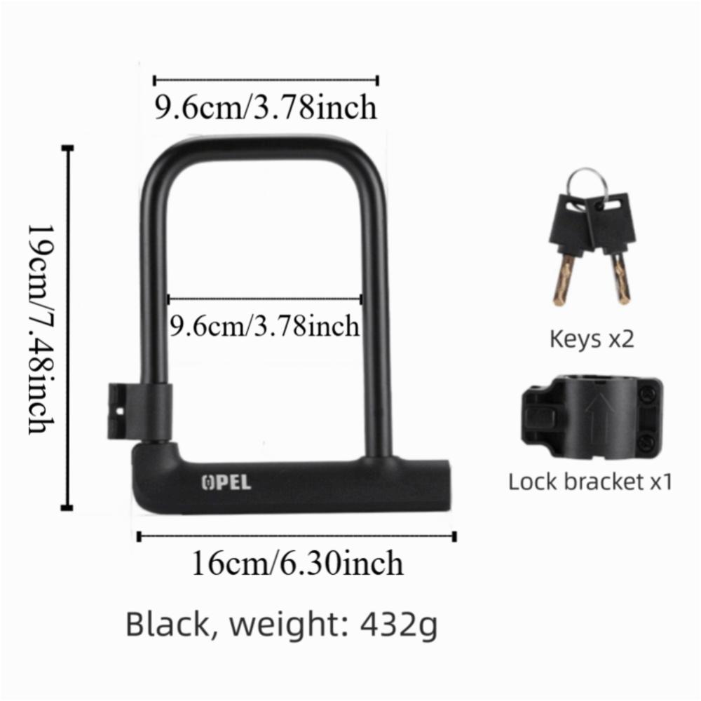 14mm Thickness Bike Lock with 2 Keys Bike U-Lock Anti Theft Bicycle Lock  Shop Doors