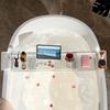 Multipurpose Bath Tub Rack with Adjustable Designs Conveninet for Holding Snacks Tablets and Bathroom Accessories