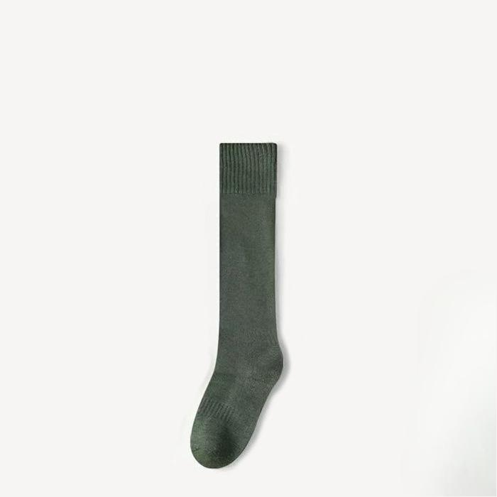 Female Autumn and Winter Thickened Plush Ring Warm Pure Color All Match Show Thin Leg Socks