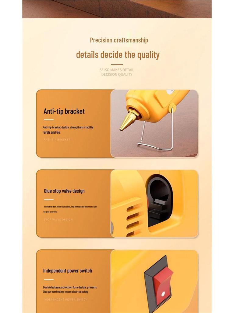 High Viscosity Hot Melt Glue Gun with 7-11mm Sticks for Kids' Crafts and Household Use