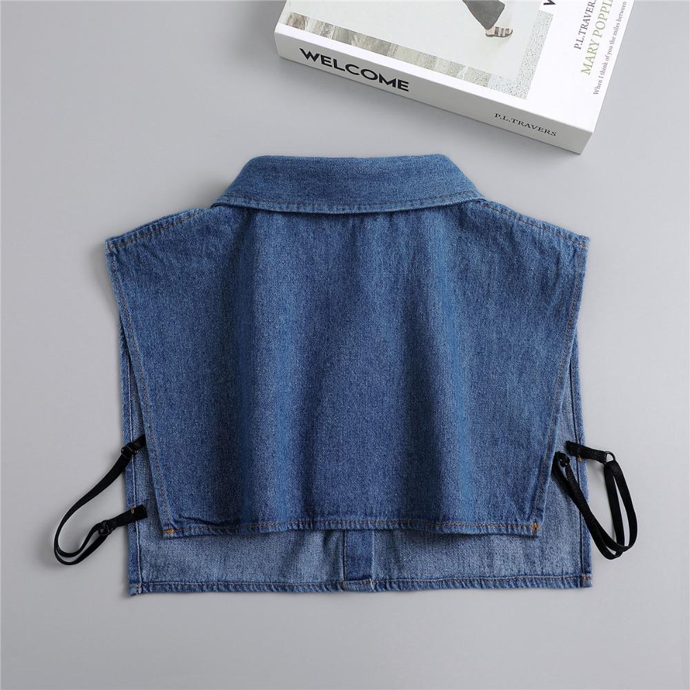 Cotton Denim Fake Collar Adjustable Straps Detachable Collar Versatile Women Fake Collar  Women