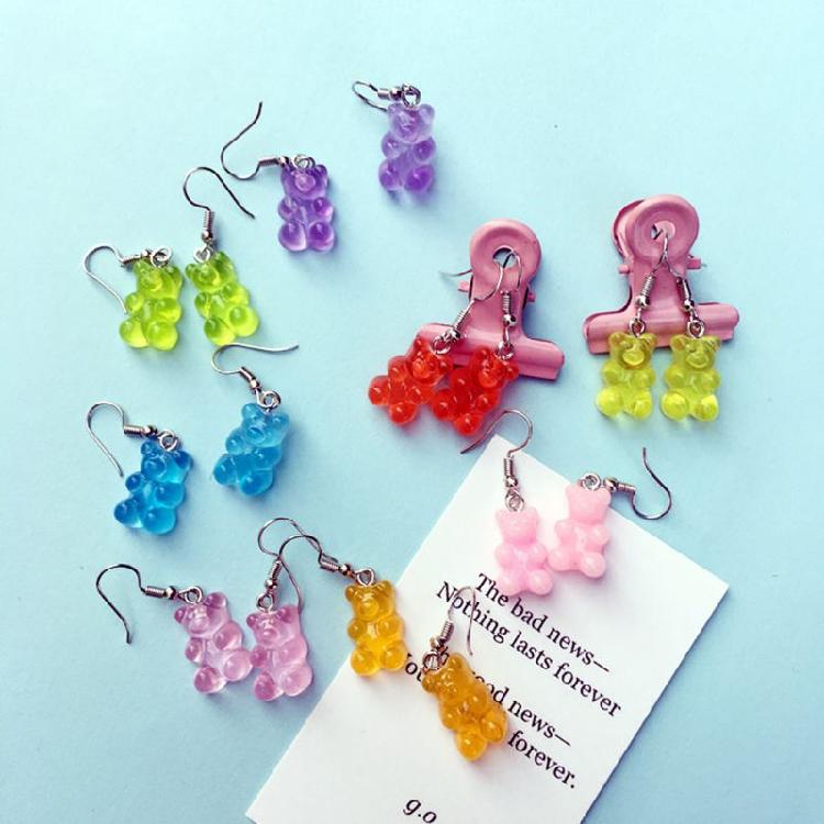 Gummy Bear Earrings1 Pair for Creative Cartoon Design Girls Birthday Festival