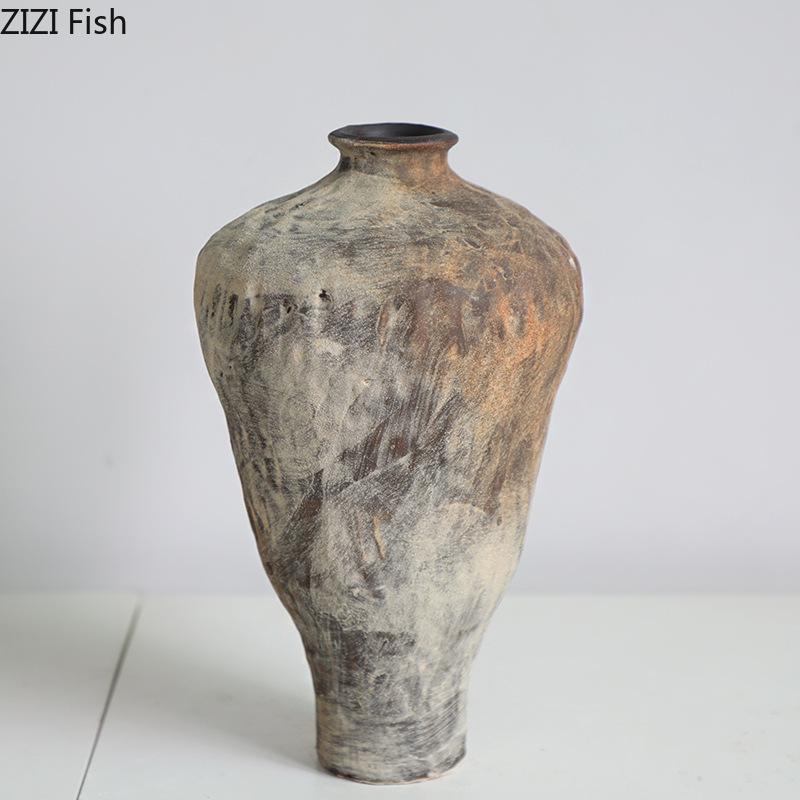 Wabi Sabi Style Retro Ceramic Vase Creative Plant Pot Table Decoration Flower Arrangement Floral Vases Room Aesthetic Decor