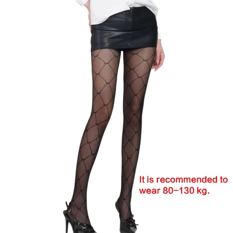 Women's Elegant Japanese Style Sheer Silk Pantyhose Stockings Aesthetic Argyle Bowknot Pattern Tights Summer Leggings