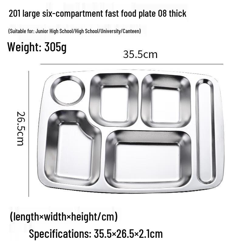 HANDUNYOU 304 Stainless Steel Divided Cafeteria Trays
