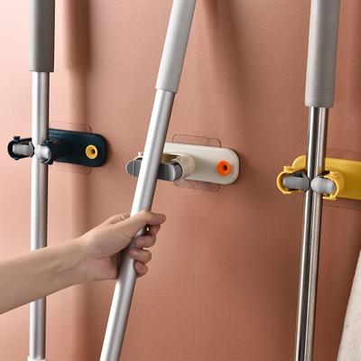 1pc Waterproof Mop Hanger Nail-free Multifunctional Seamless Bathroom Mop with Self-adhesive Broom To Store Hanger Mop Clip.