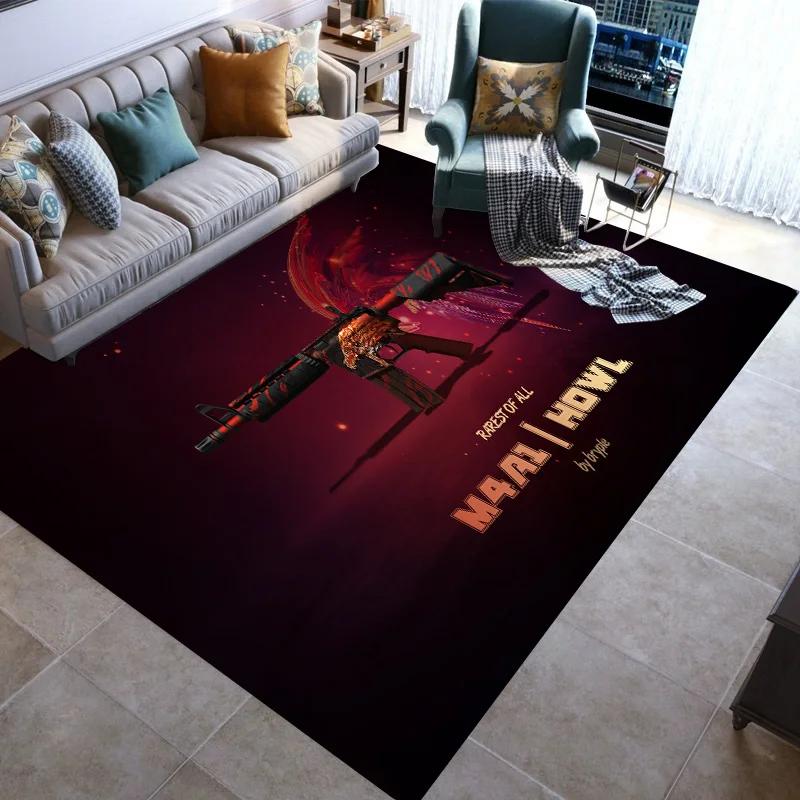 Retro Guns Pistol Ammunition Bullet Cartridge AK M4 Rug Carpet for Living Room Bedroom Decor Non-slip for Sofa Doormat Mat