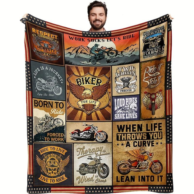 Coperta a collage di moto retrò - Morbida, confortevole, decorazione elegante, comfort per la casa, un regalo ideale per gli appassionati di moto