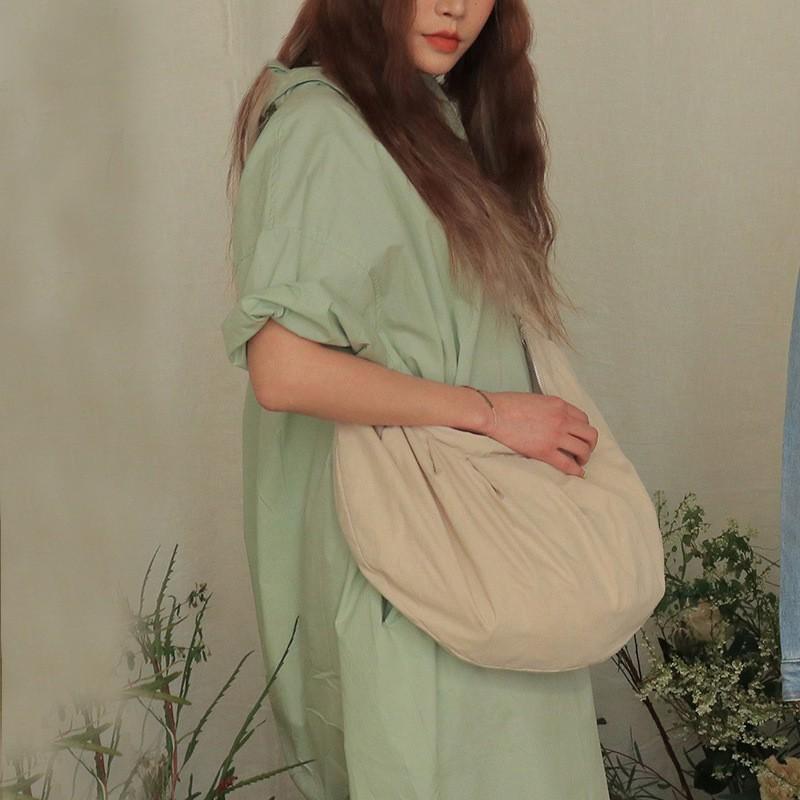 High-quality Bargain Price New Pastoral Style Pleated Lace Shoulder Strap Canvas Large Capacity Women's Single Bag Tote