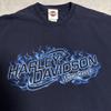 [USED] Made In USA Harley-Davidson Blue Flame Double-Sided T-Shirt