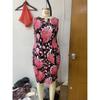 Women's Sleeveless Round Neck Print Elegant Tight Knee-length Dress