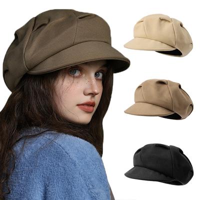 Fashion Autumn Winter Warm Beret Hat for Women Girls Keep Warm Windproof Octagonal Hats French Retro Berets Literary Elegant Painter Caps Korean Style