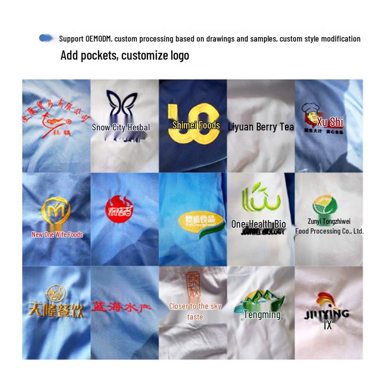 Unisex Long-Sleeve Blue Laboratory and Food Factory Work Coat