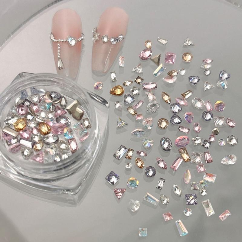 

50 шт./коробка DIY Декор для ногтей Мини Лед Прозрачный Плоский Циркон Дрели для ногтей Ювелирные изделия Алмаз для ногтей Маникюр Дизайн Подарок Смешанные цвета as the picture