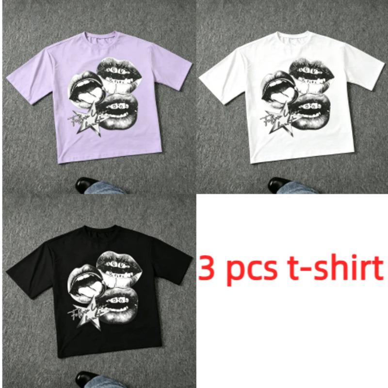 Harajuku Buchstabe Mund Druck Damen T-Shirts Sommer Mode Straße Outdoor Lässig T-Shirt Tops für Herren und Damen Tees Top
