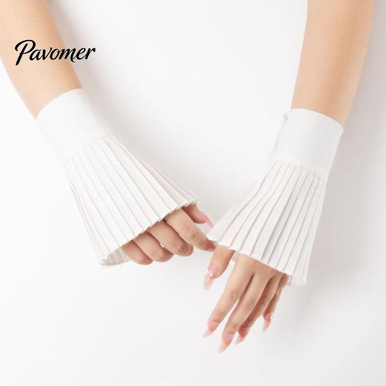 Versatile Clothing Accessories Pleated Fake Sleeve Cuffs for Women, French Style Detachable Stylish Layering Essentials Extenders with Buttons,