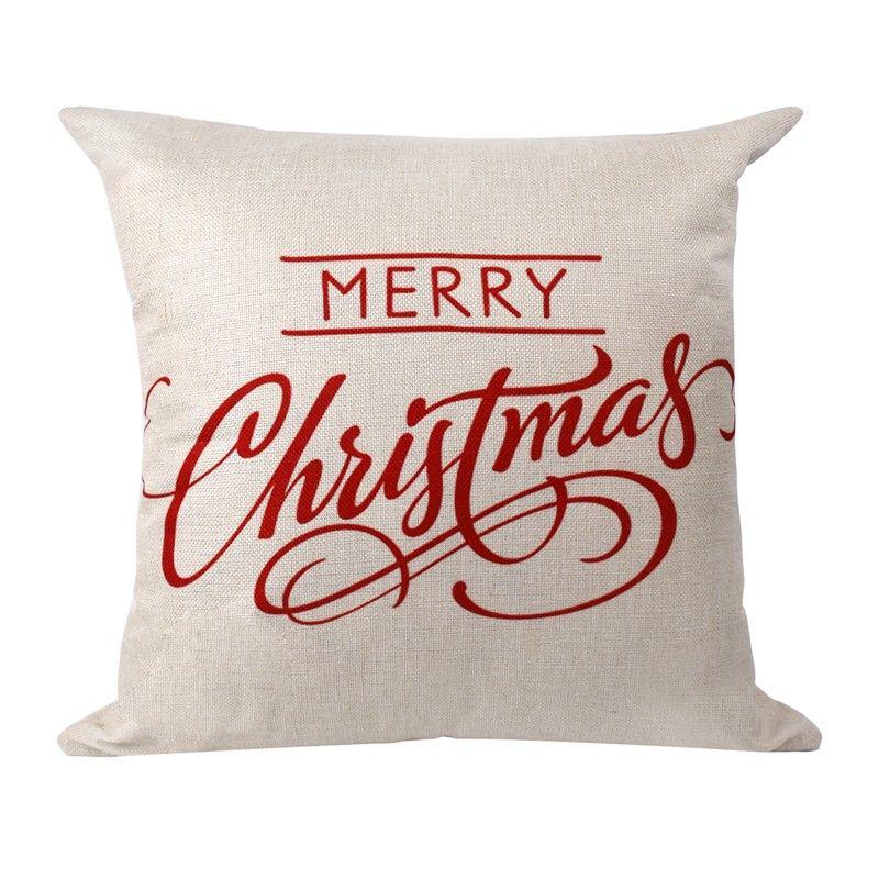Luxurious 18'' Xmas Cotton Pillow Case Linen Cushion Cover For Merry Christmas Home Decoration