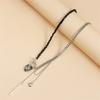 Y2K Heart Beaded Necklace Women Boho Crystal Love Heart Gravel Clavicle Chain Cool Choker Exquisite Fashion Jewelry Gifts