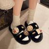Autumn and Winter New Cartoon Accessories Wool Slippers Women's Fashion Round Head Outer Slippers Women's Fashion Cotton Shoes