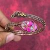 Natural Kingman Pink Dahlia Turquoise Cuff Bracelet Copper Wire Wrapped Bangle Handmade Gemstone Jewelry Adjustable Bangle Anniversary Gifts