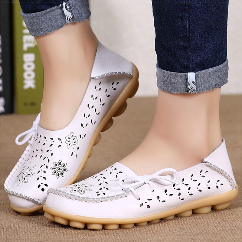 Fashion Women Shoes Women Flat Shoes Soft Leather Casual Flats Shoes Summer Black Loafers Women's Moccasins Zapatos Mujer Ballet Flats