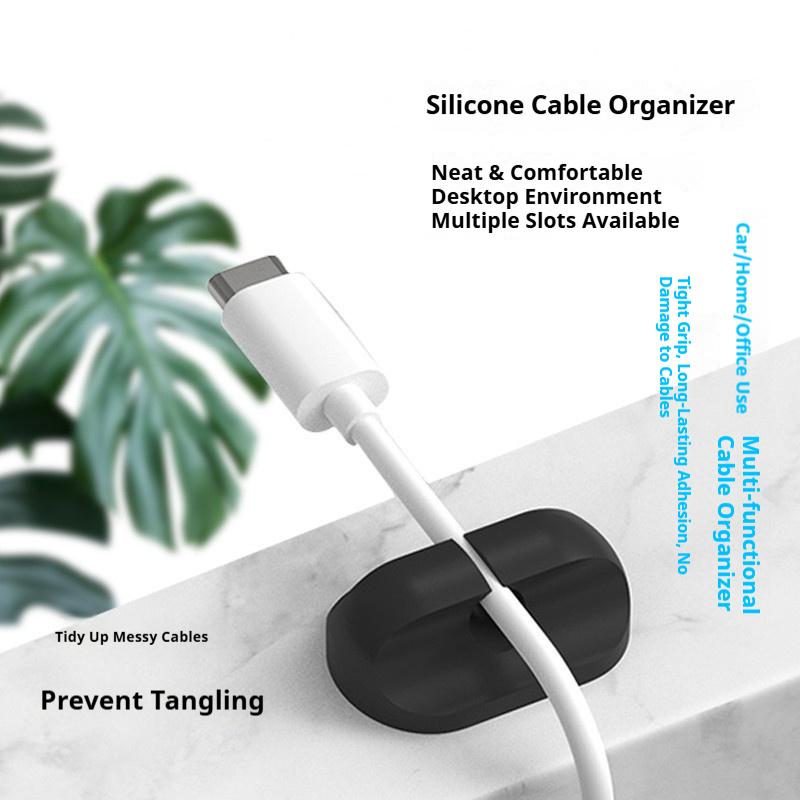 

Non punched self-adhesive cable organizer desktop data cable 1/2/3/4/5/7 hole cable clamp soft silicone winding device