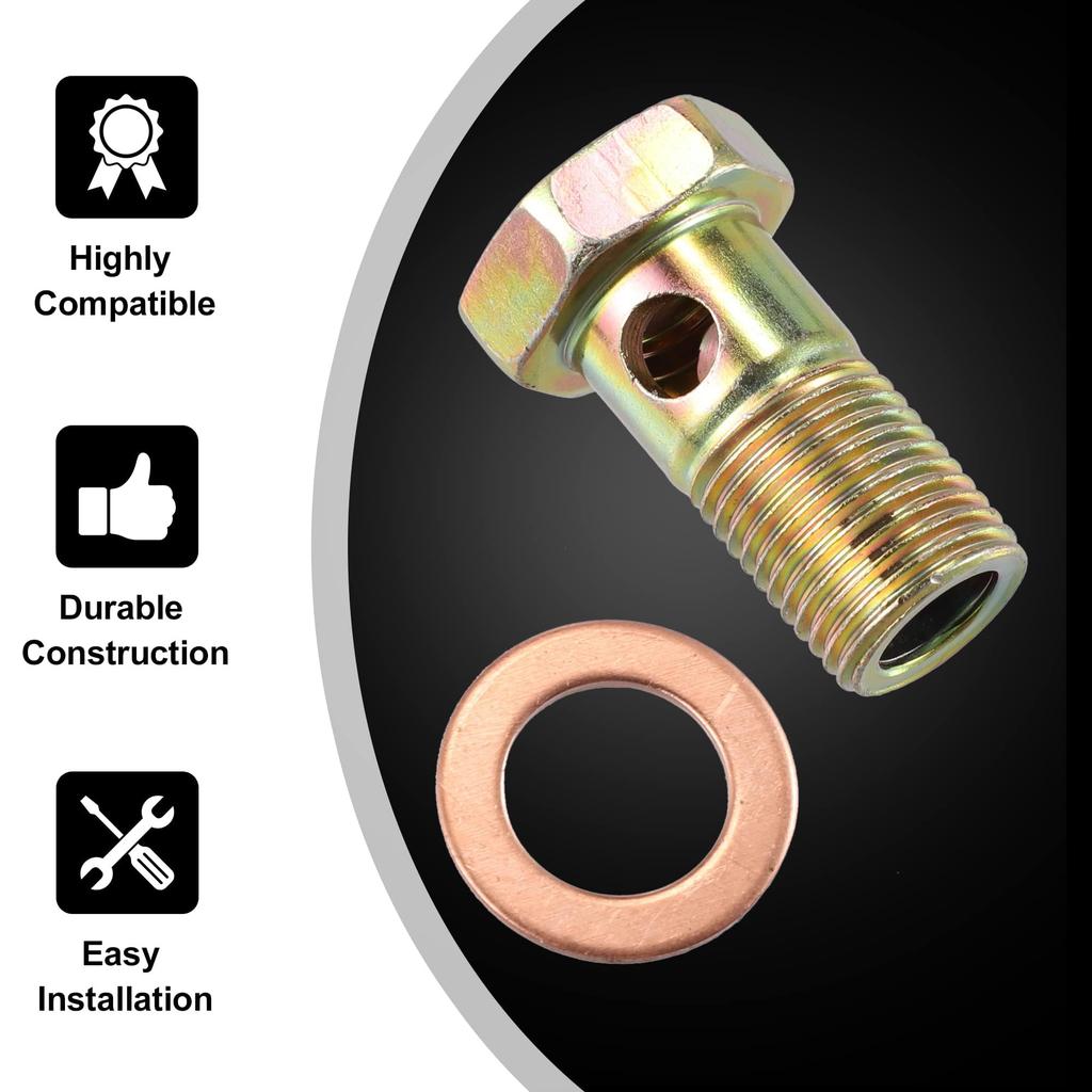 Edinstry Banjo Hose Oil Tool 2pcs Mating Banjo Bolt Brake Fitting Adapter Kit M16x1.5 Brake Line Thread Single Banjo Bolt 16mm Washerpcs