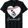 Cincinnati Retro Heart Baseball Lover Met At Game Day T-Shirt