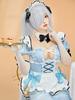 Adult Anime Game Goddess Style Open Chest Princess Maid Dress Cute Adorable Moe Cool Costume Cosplay Fancy Dress Transformation Outfit Set Blue