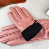White Genuine Leather Gloves Ladies Hand Warmer Driving Cycling Windproof Guantes Sheepskin Split Finger Luxury Gloves