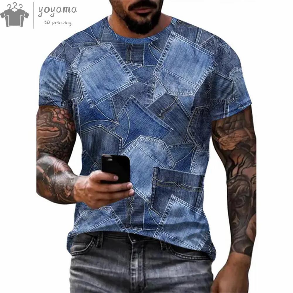 Men's T Shirt 3D Digital Patchwork Graphic Print Men Designer Men's T-Shirts Men's Summer Clothes Short Sleeve Tee Street Tops