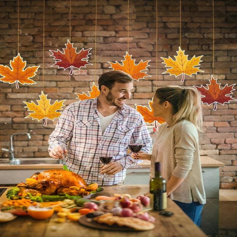 16 PCS Big Maple Leaf Paper Swirls – Fall Thanksgiving Hanging Ceiling Decor for Autumn Harvest Party, Classroom & Home Supplies