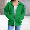Women's  Fashion Zipper Hoodie Long Sleeve Hooded Pullover Sweatshirt Casual Solid Color Tops With Pockets