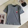 High Quality Donkey Embroidered Floral Round Neck Short Sleeve Women's T-shirt