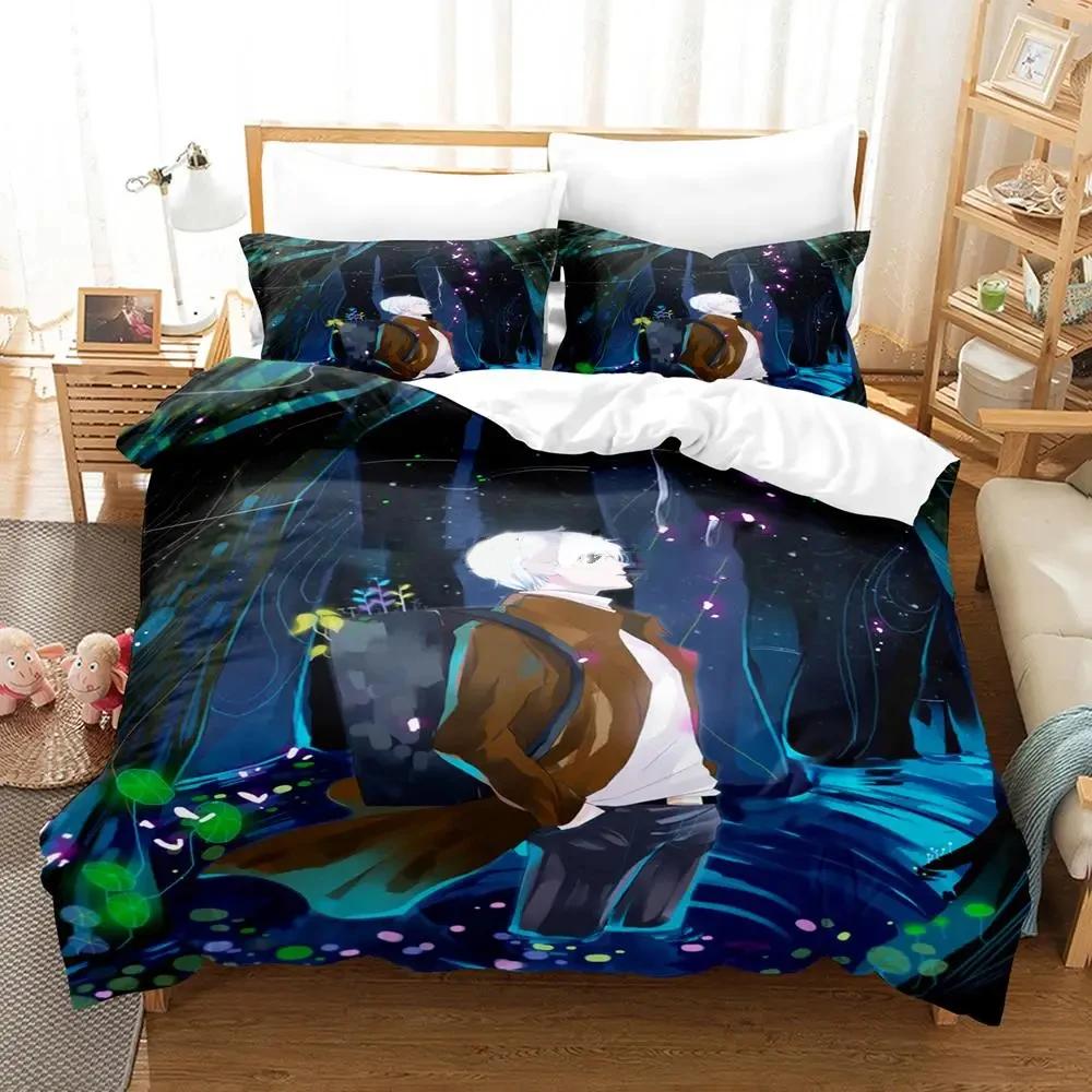 3D Print Anime Mushi Ginko Beding Set Soft Duvet Cover Bed Linen Set Comfortable Quilt Cover Pilowcase Warm Comforter king Quen Sized Dimensions Young