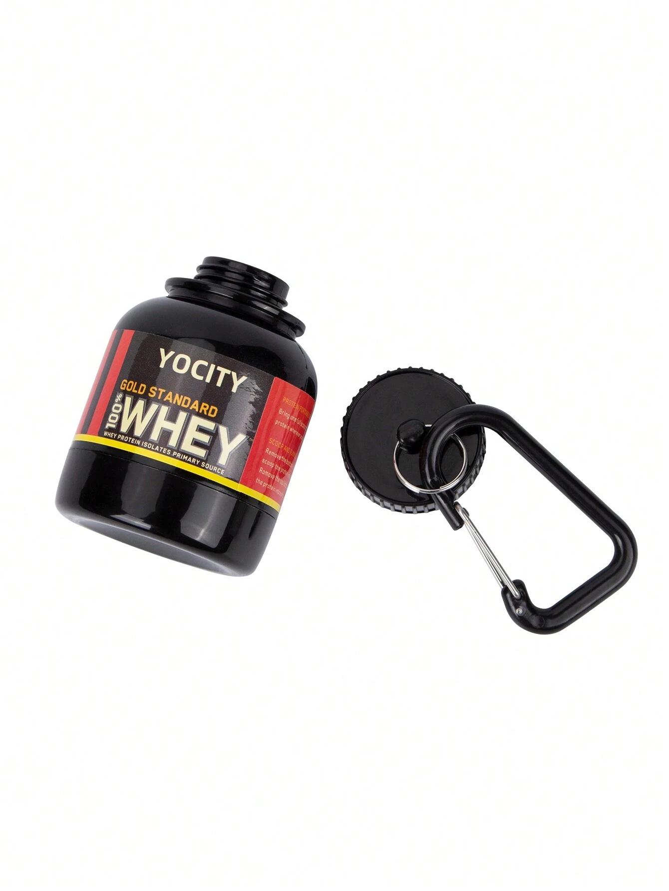 

1 шт. Мини-портативные бутылки для протеинового порошка с брелоком для ключей, воронка для здоровья, бутылка для лекарств, маленькая чашка для воды, для хранения на открытом воздухе и для занятий спортом чёрный