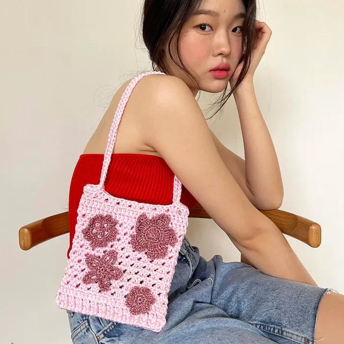 Flower Net Bag - Pink