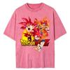 Harajuku Streetwear Men Fashion Oversized Vintage T Shirt Japanese Anime Dragon Ball Washed Tshirt Summer Cotton Pink Top Tees