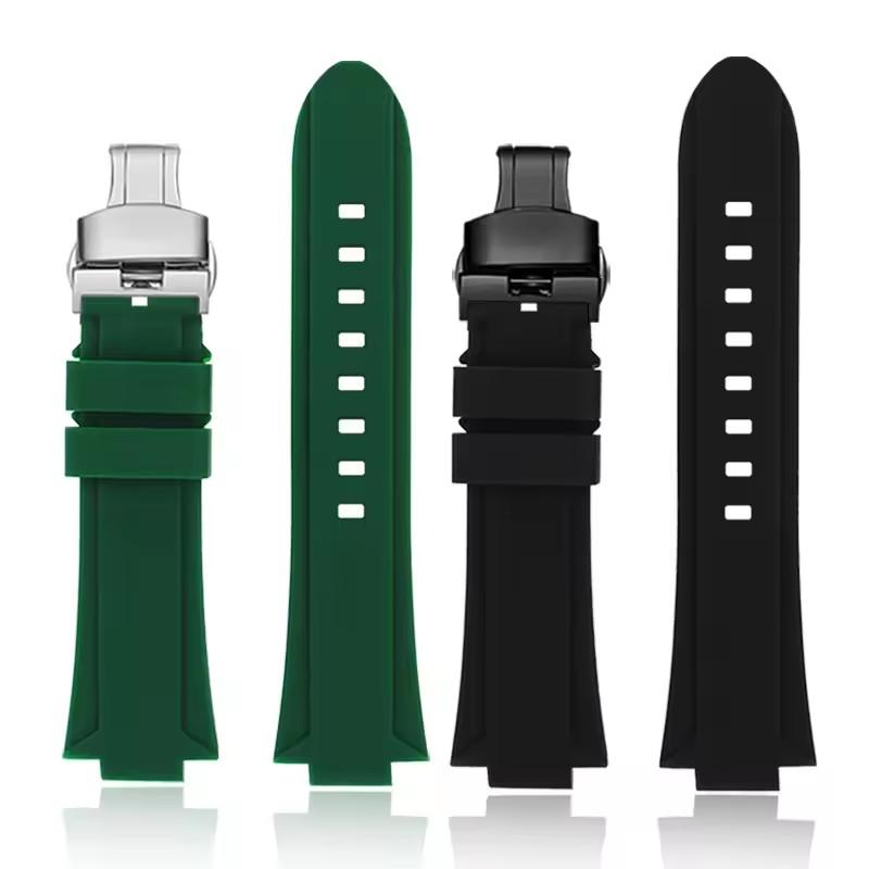 Wypukły interfejs 24*11mm 24*12mm silikonowy pasek do ORIS AQUIS Bransoleta nurkowanie męski gumowy zegarek Pasek Wodoodporne Paski do zegarków