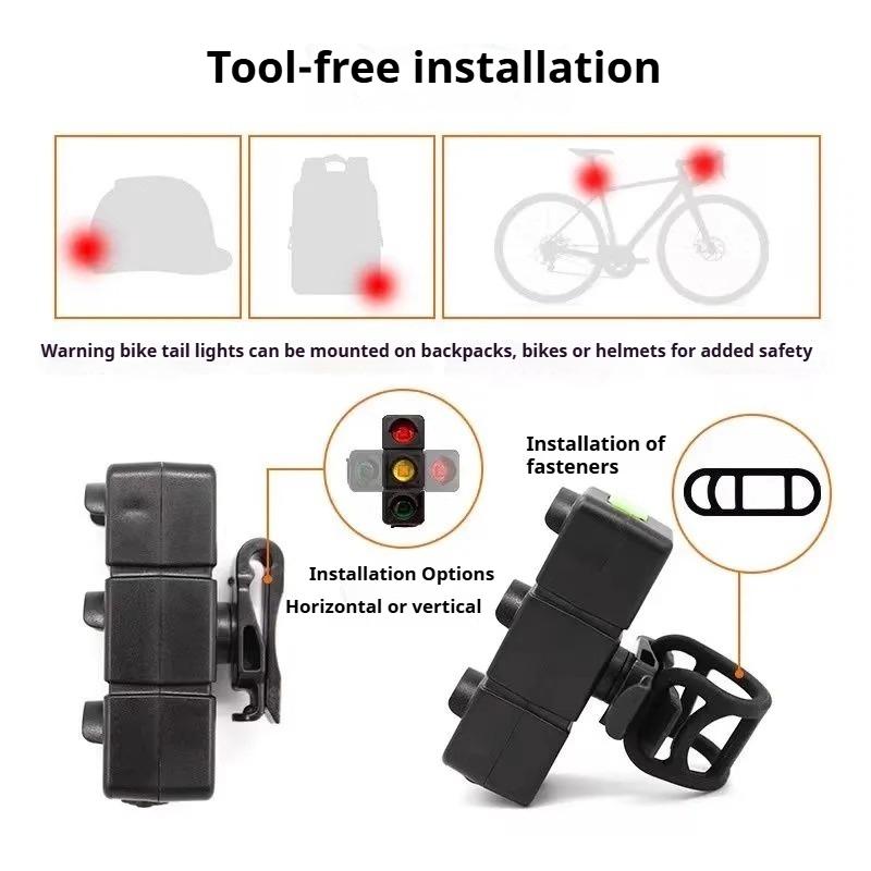 Bicycle Light Warning Red Green Light Flashing Night Riding USB Decoration Charging Tail Light