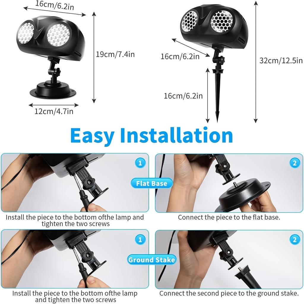 Christmas LED Snowfall Projector Light Snowflake Laser Landscape Light Adjustable Rotation Spotlight Lightning Garden Party Lamp