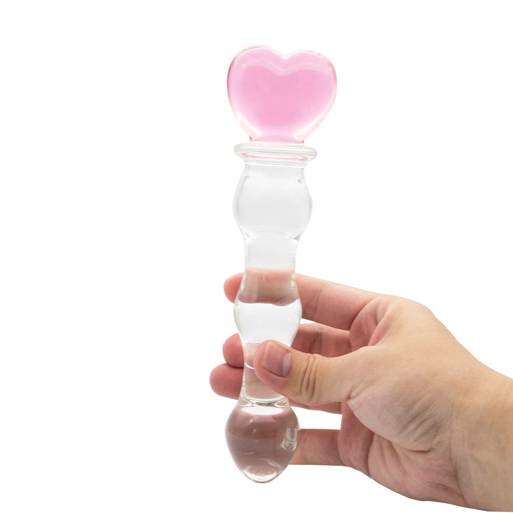 SXOVO Glass Anal Plug Heart Shape Crystal Anal Plug for Men Women Masturbation Transparent Anal Plug Vagina Stimulation Sex Toys G-Pot