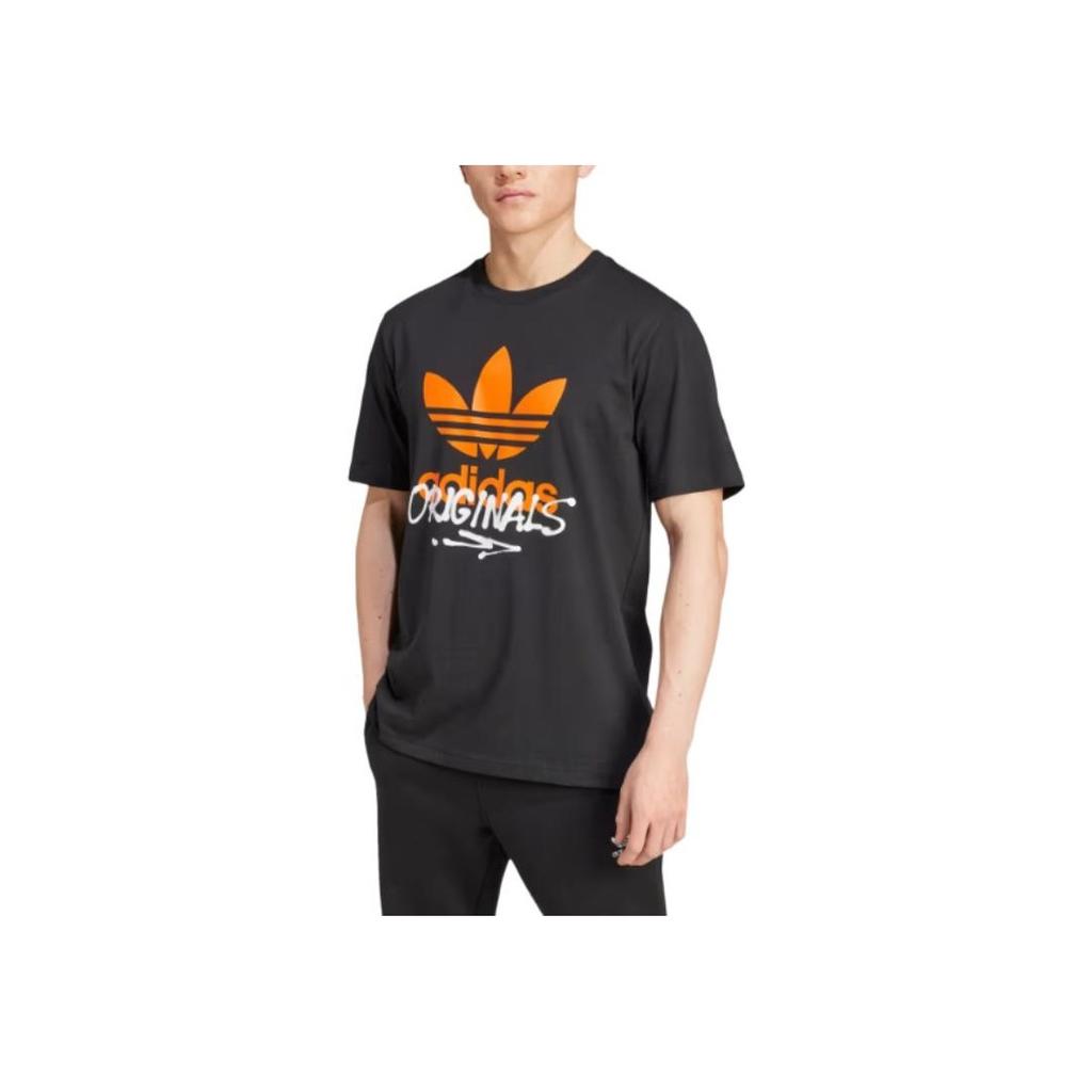 Adidas Originals Ts Street 1 Letter Pattern Print Soft Comfortable Short Sleeve T-Shirt Men Tops Black IZ2578