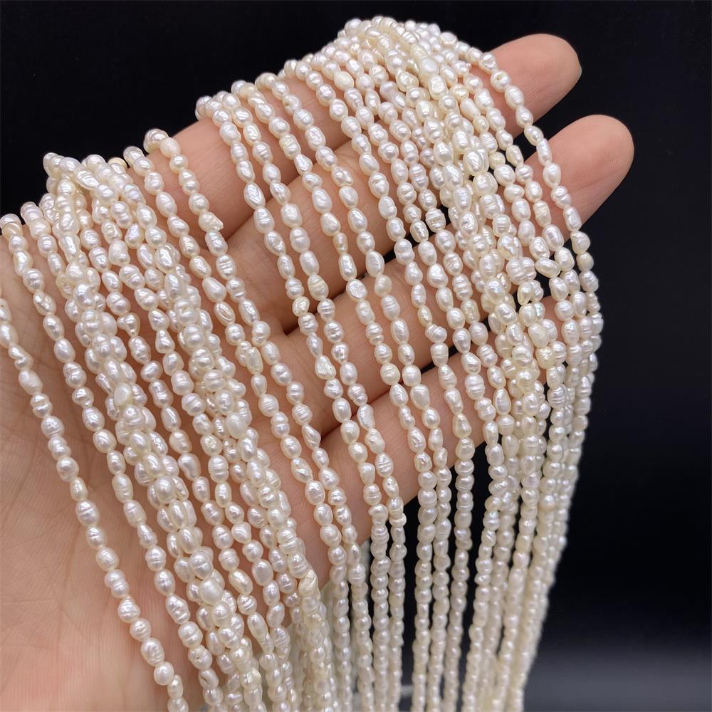

1String, White Natural Freshwater Pearls, Rice-shaped Pearl Beads, 2.8–3.2 mm, for DIY Necklace Bracelet, Jewelry Making, Birthday Party Crafts, 36cm 1String/2.8-3.2mm-36cm